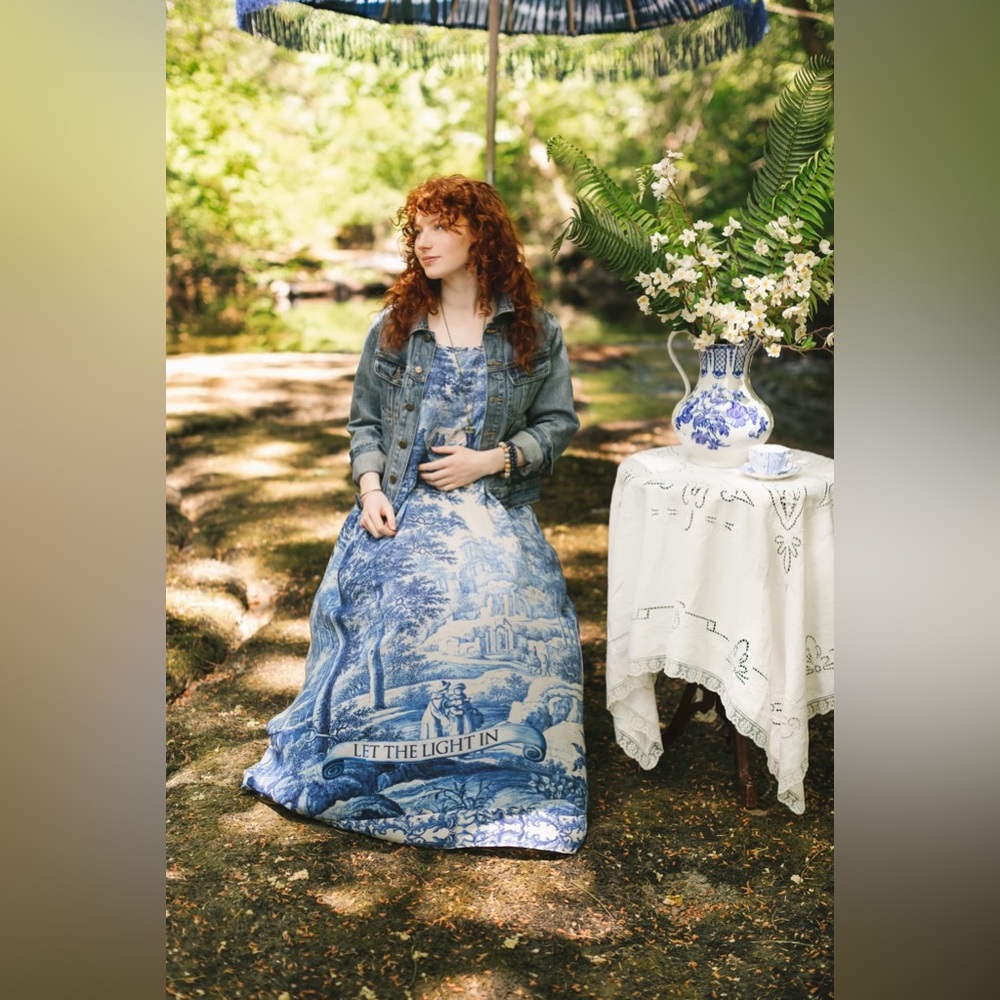 ⭐️Market of Stars⭐️ Let the Light In Vintage Artwork Boho Adjustable Strap Dress - Picture 14 of 16